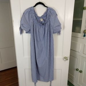 Terra & Sky Blue and White Slouch Neck Striped Dre